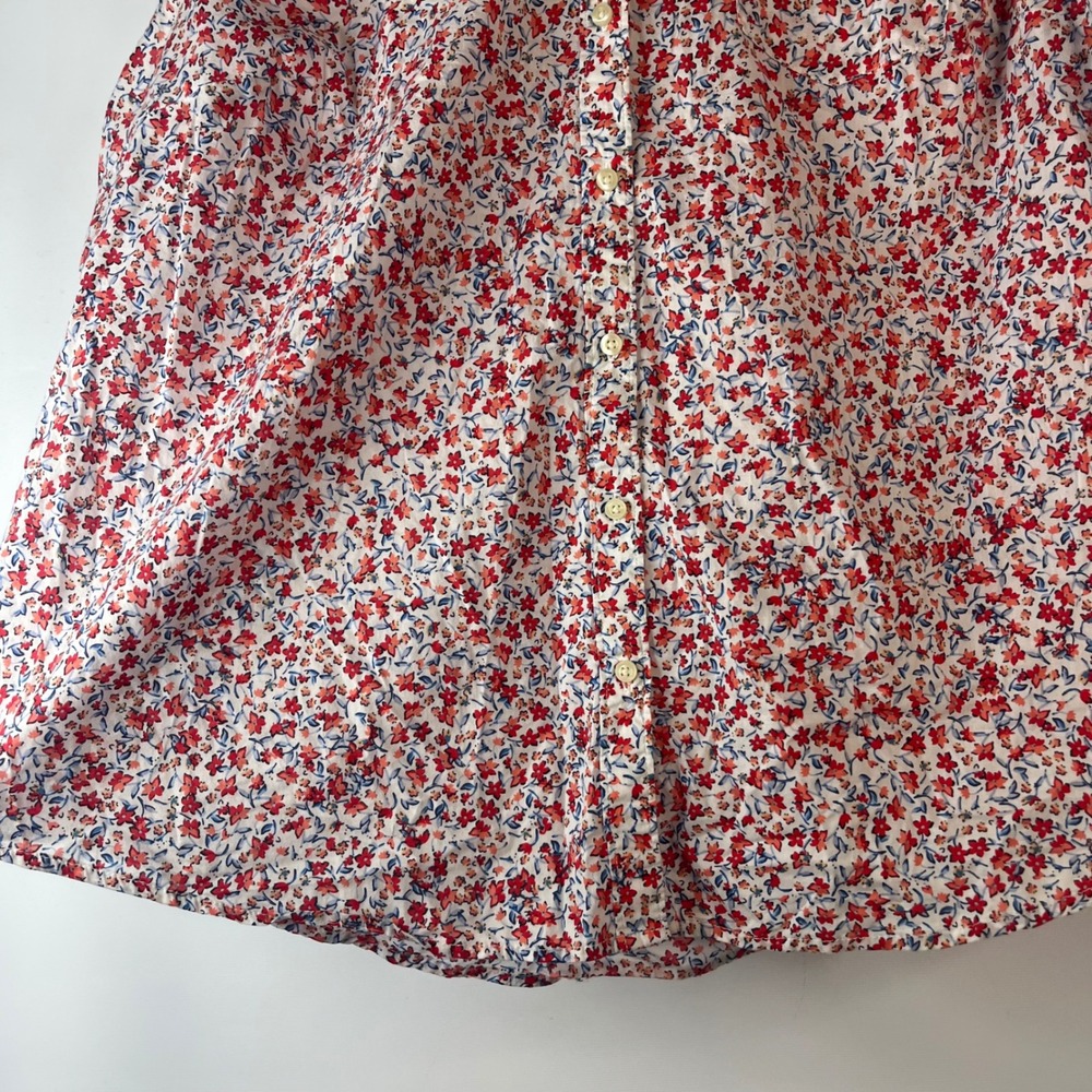 St. John's Bay Sleeveless Shirt Women 1X Red White Blue Floral Button Up Cotton - Picture 4 of 8